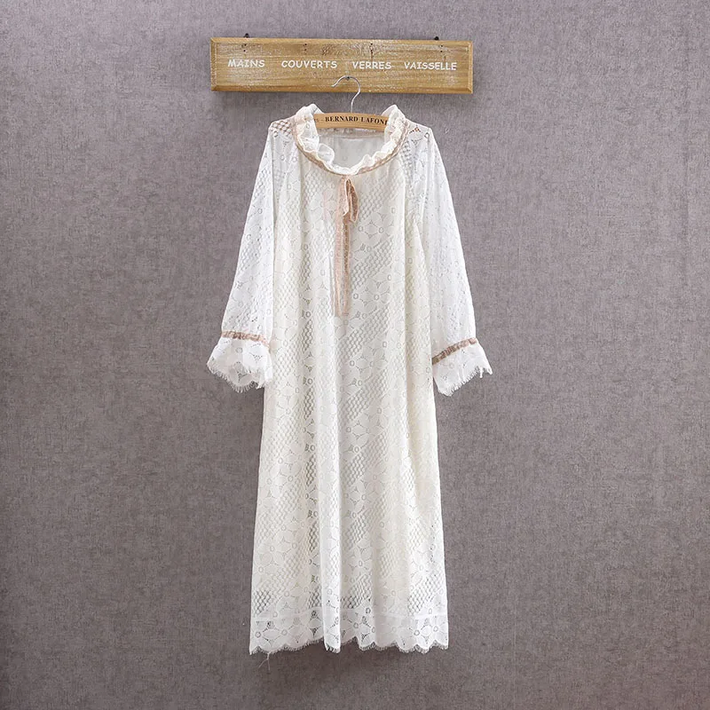 Blue Hat White Lace Casual Plus Size Women Dress Summer