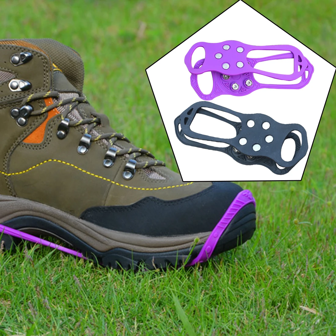 

1 Pair Camping Equipment Spike Shoe Anti Slip Ice Grip 5-teeth Anti-Slip Snow Mountain Climbing Hiking Spike Shoes Crampon