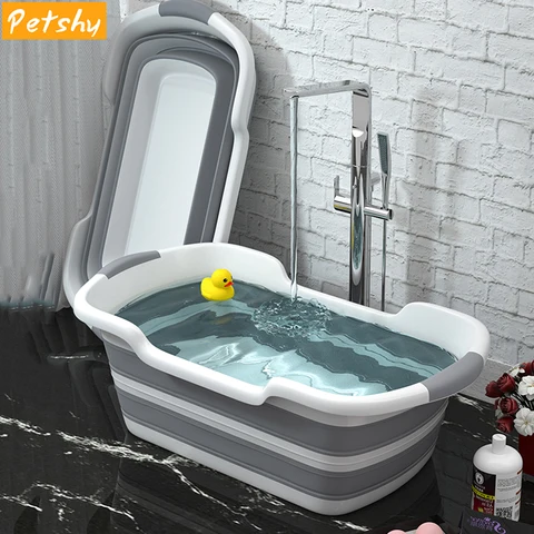 Petshy Folding Banheiras Pet Portátil Não-deslizamento de Fundo Interior ao ar Livre Cão Pequeno Médio Gato Limpeza Lavagem Chuveiro Banheira