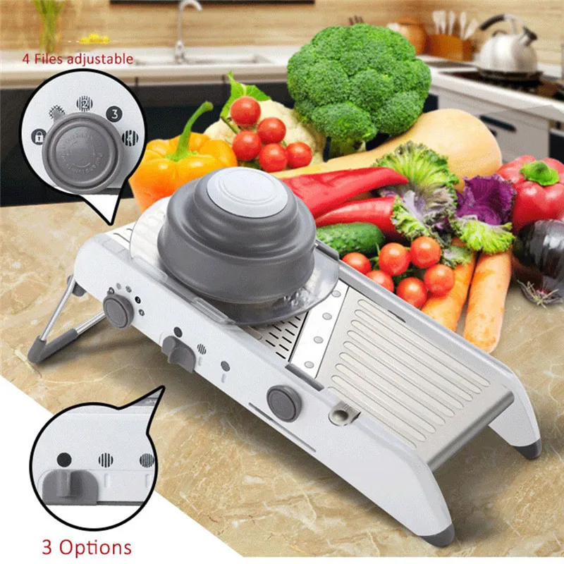 Billige TTLIFE Neue Einstellbare Mandoline Slicer Professionelle Reibe mit 304 Edelstahl Klingen Gemüse Cutter Küche Zubehör