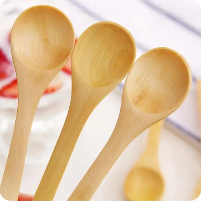 DIY Wood Coffee Spoon Small Ice Cream Scoop Pudding Spoon Child Cutlery