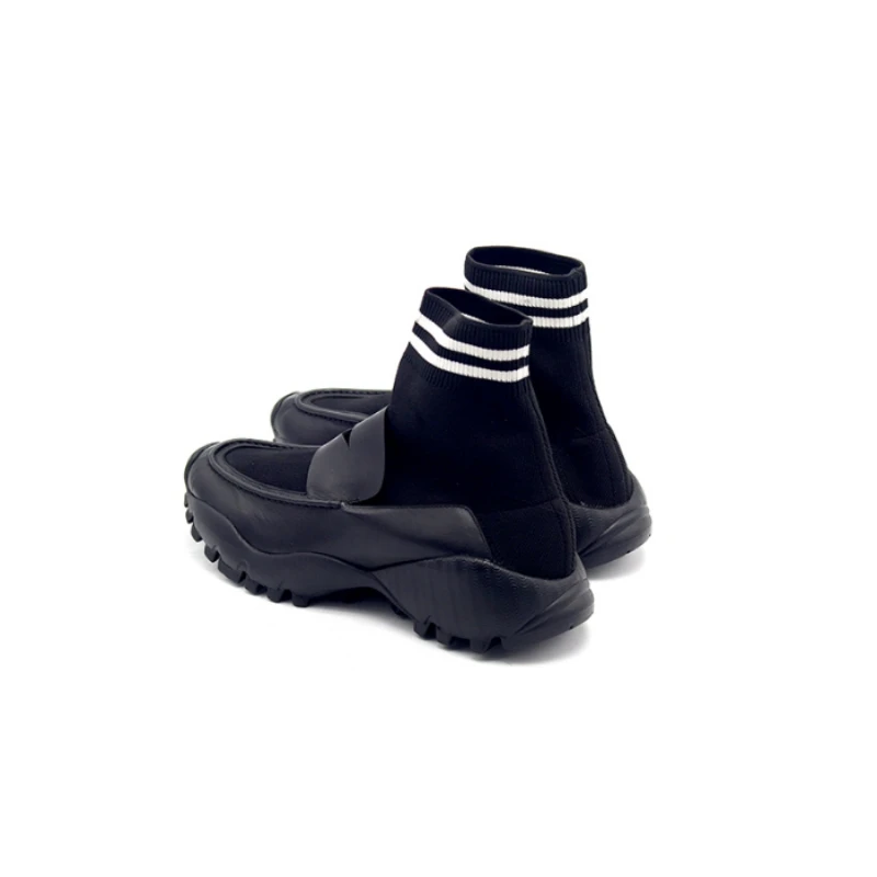 Черно-белые лоскутные носки, мужские туфли из натуральной кожи, роскошные дизайнерские зимние кроссовки на платформе, ботинки в стиле хип-хоп