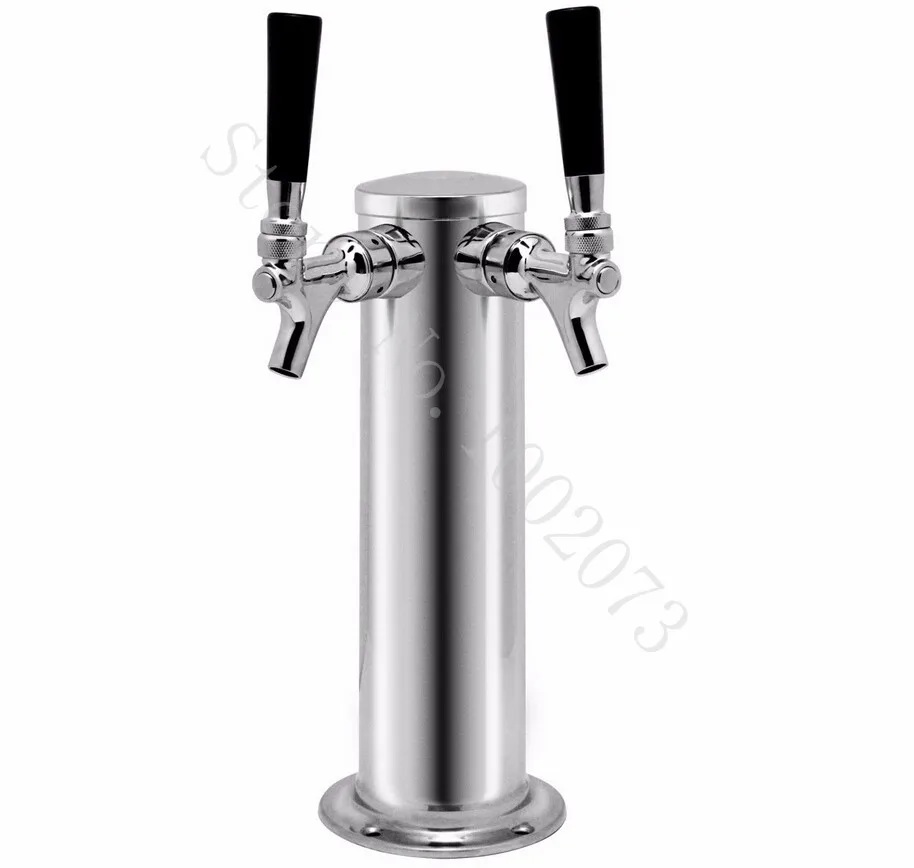 

Double 2 Tap Stainless Steel Draft Beer Tower Kegerator Dual Chrome Faucets Homebrewing