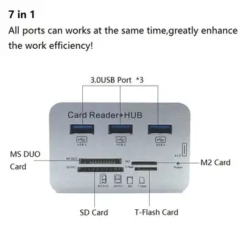 

USB3.0 Card Reader And 3 Ports USB Hub High Speed External Memory Card Reader (MS, Micro SD,SD/MMC,M2,TF Card) R20