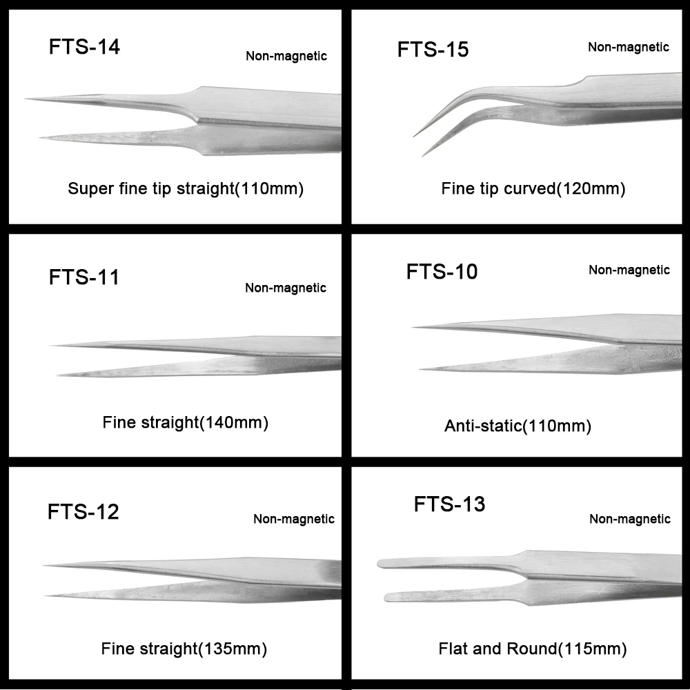NEWACALOX 6 шт./компл. точность пинцеты антистатические анти-кислота немагнитные советы для электроники ювелирных изделий решений ремонт ручные инструменты