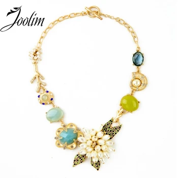 

JOOLIM Jewelry Wholesale/ New Luxury Flower Statement Chokers Necklace Designer Jewelry Free Shipping