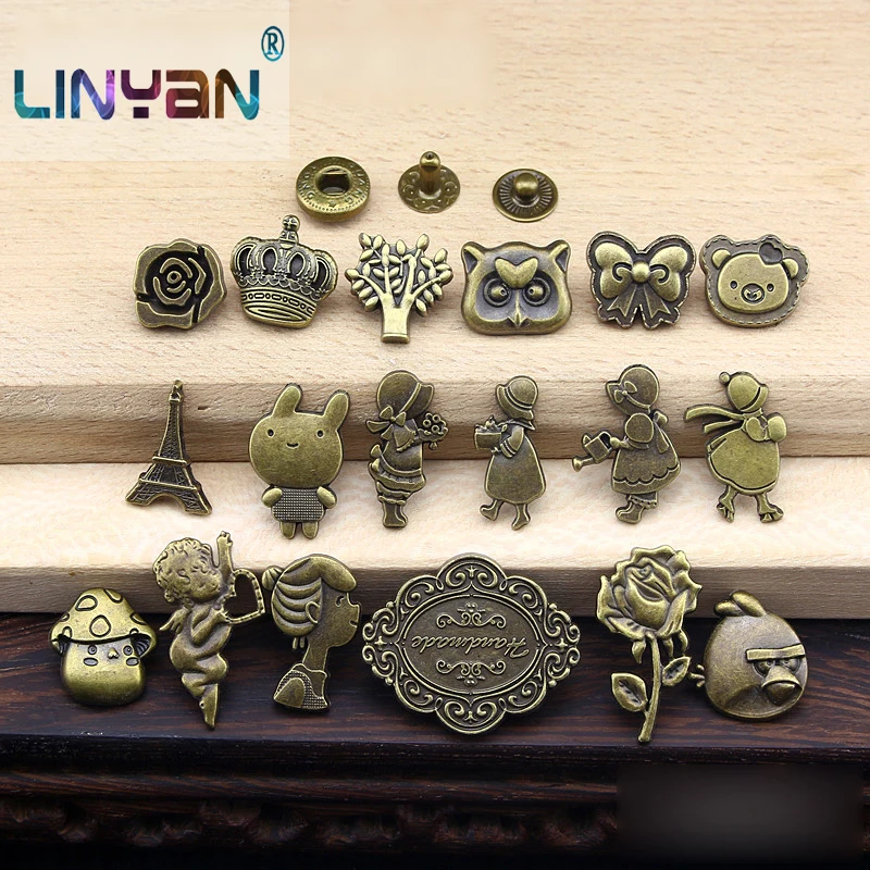 

20 pcs /lot Retro snap button DIY handwork Real leather snap fastener & press button 633 style clasp Sewing accessories ZL5160