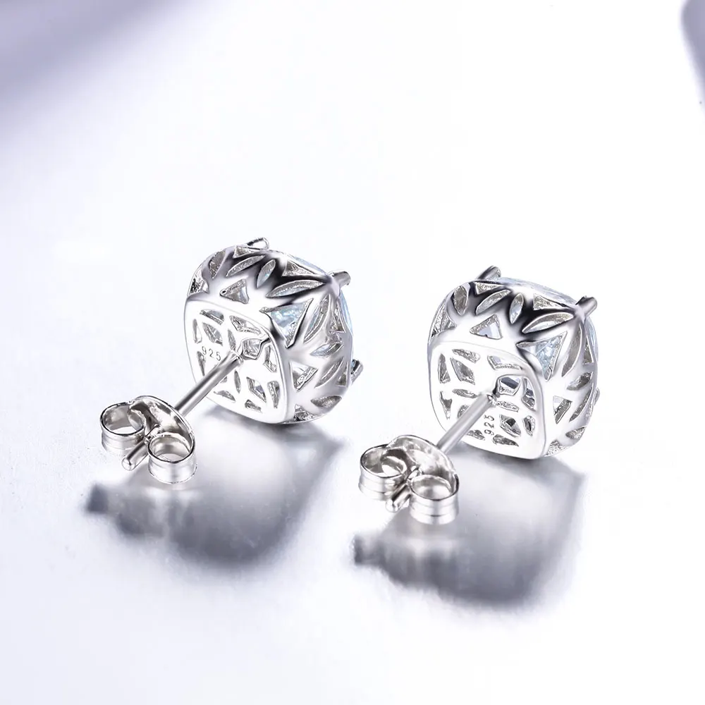 DOUBLE R натуральный голубой топаз 925 стерлинговое серебро серьги с топазом квадрат