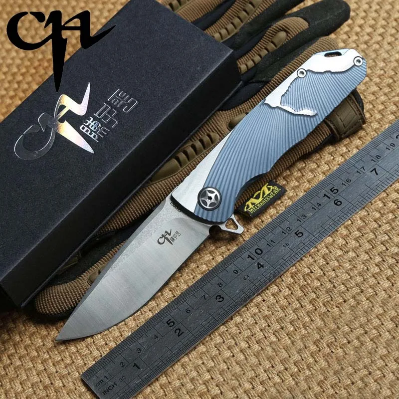 

CH 3501 original design Flipper folding knife AUS-10 Blade ball bearings TC4 Titanium handle camping pocket outdoor EDC tools