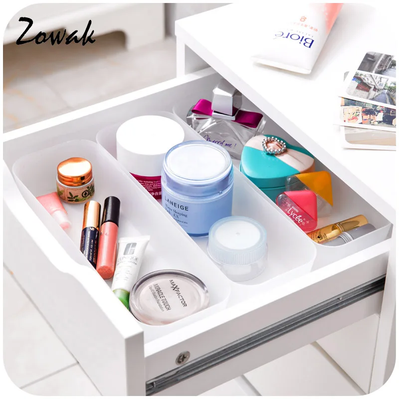 

3pcs Drawer Storage Organizer Fridge Divider Tray Kitchen Tableware Cabinet Container Drawer Semitransparent Makeup Jewelry Fork