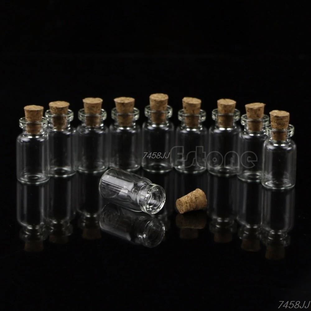 C63B Mini Glass Wish Bottle Vial with Cork Stopper Storage Pendant 0.5/1/2/20mL 10pcs glass bottles mini glass bottles