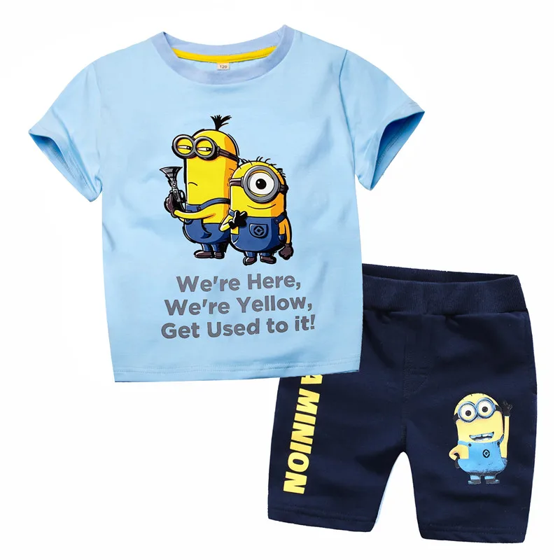 

Baby Boys Girls Children Clothing Set Minions 2019 Summer Kids Cotton Toddler Tracksuit Child Male Sports Suit Babyboy Outfits