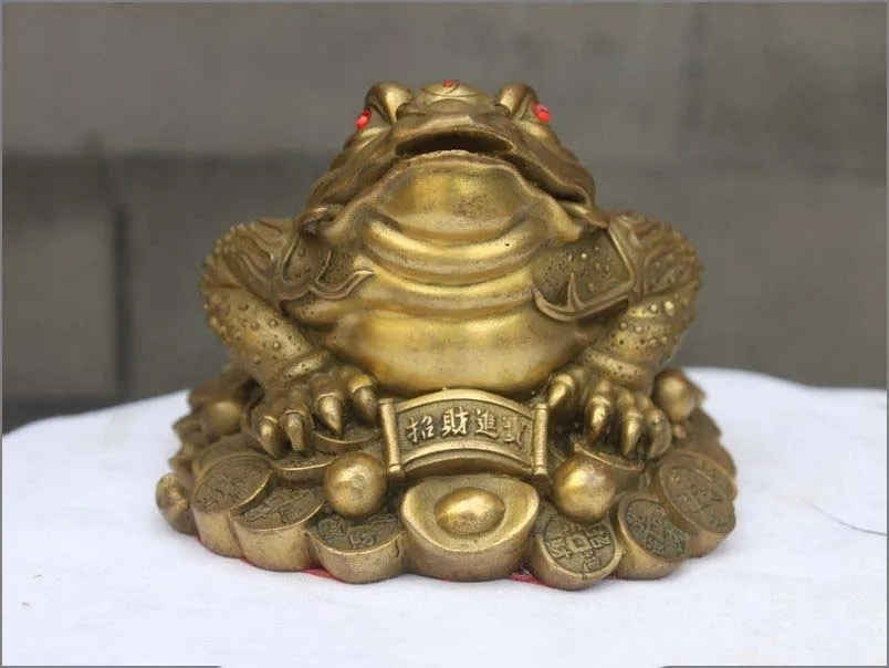 China Brass Copper Fengshui Lucky Yuanbao Wealth Money Frog Golden toad