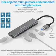 Для Blueendless 5-в-1 концентратор USB/TYPE-C многофункциональная док-станция USB3.0 TF слот для карты SD 5Gbp/s конвертер коэффициент расширения концентратор
