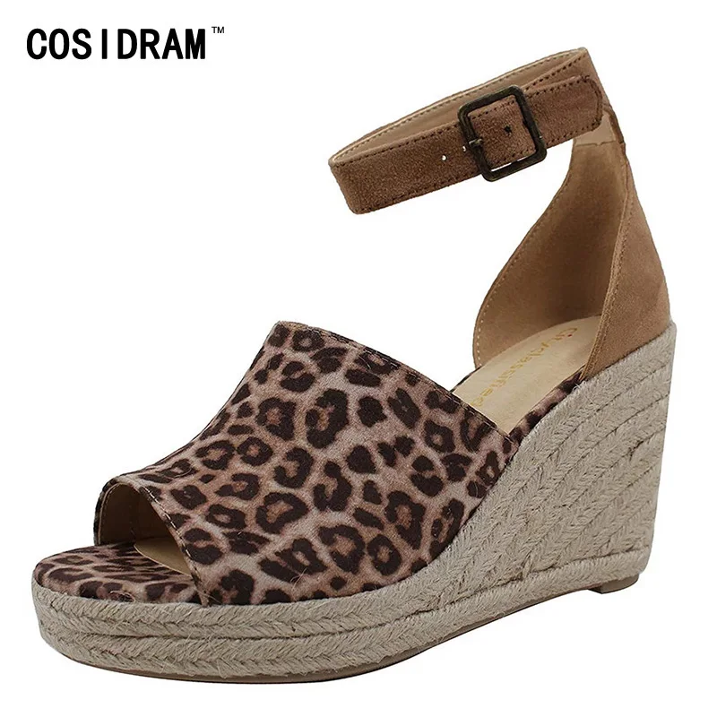 

COSIDRAM Women Sandals High Heels Summer Platform Wedge Heels Peep Toe Women Beach Shoes Fashion Comfortable Plus Size SNE-109
