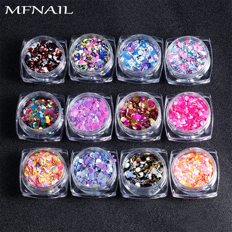 

12bottle/set 3ml Shiny Round Sequin Mixed Colors Thin Nail Art Glitter Colorful Sequin Design DIY Tips UV Gel Paillette Nail Art