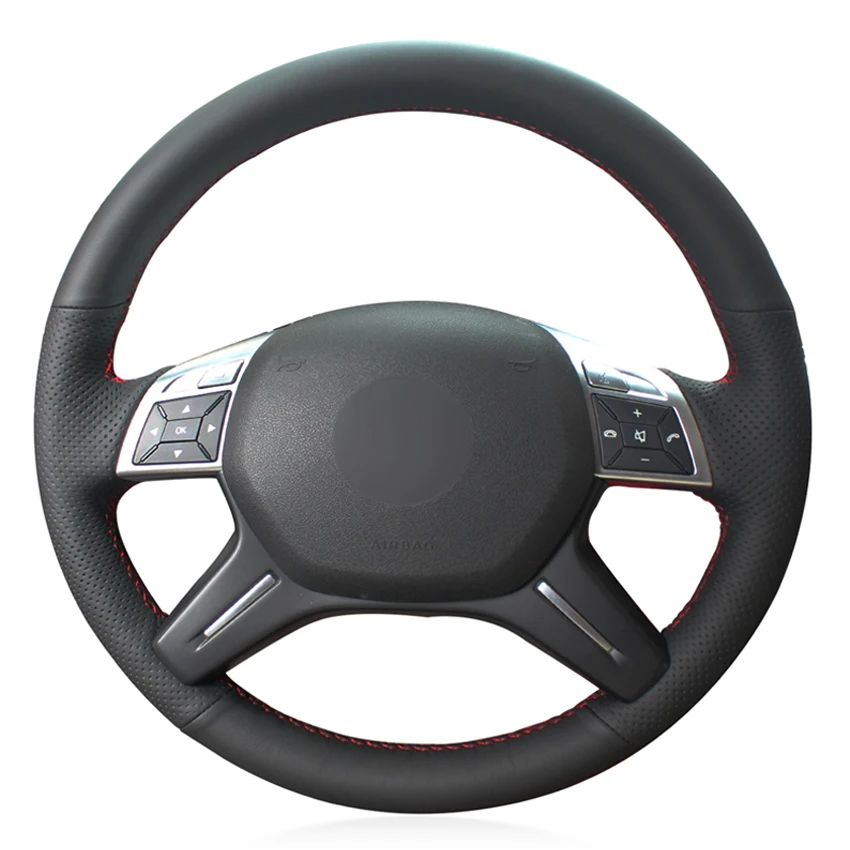 

Black PU Faux Leather Hand-stitched Car Steering Wheel Cover for Mercedes Benz C180 C200 C350 C300 CLS 280 300 350 500 GLK