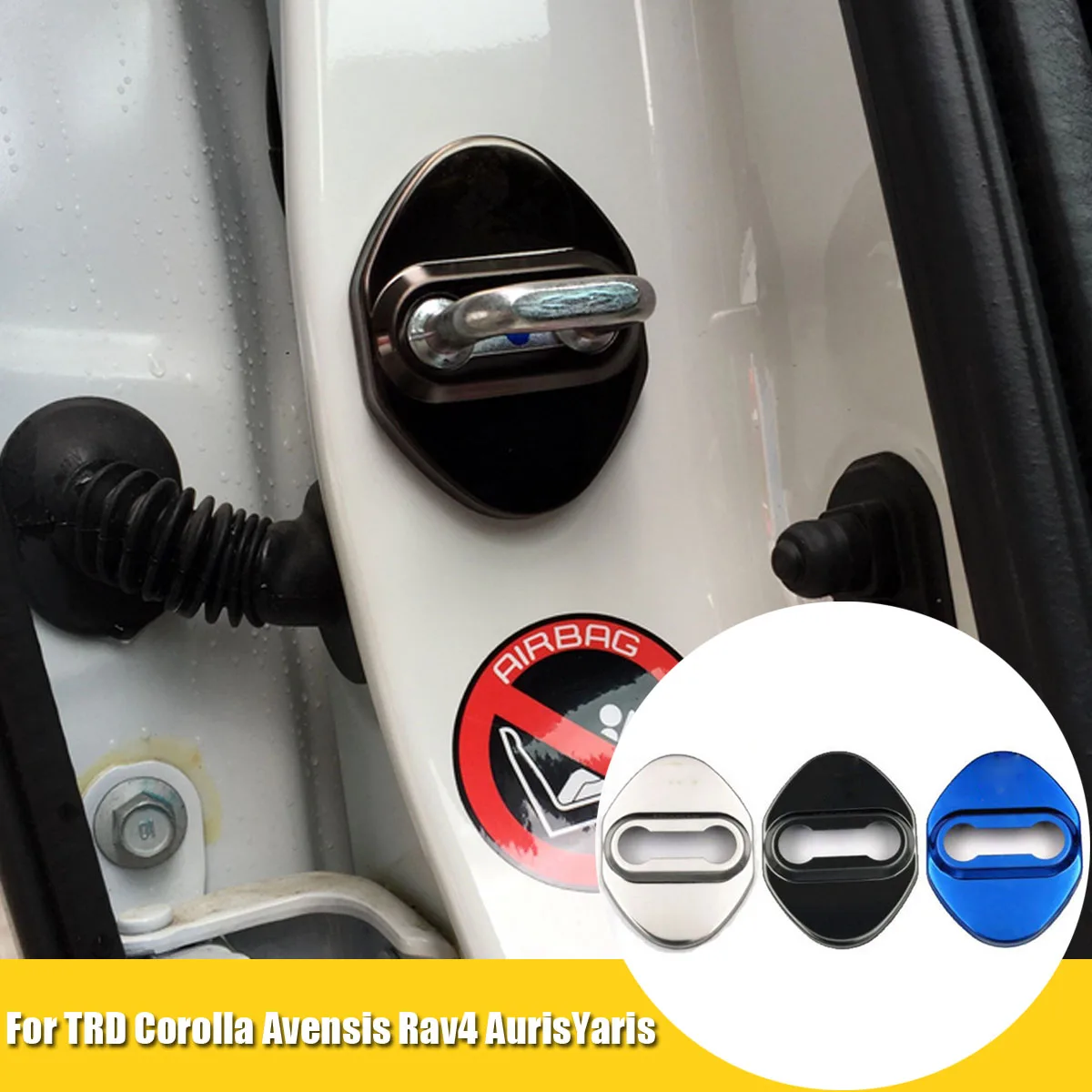 

Autoleader 4Pcs Car Door Lock Cover Shell for Toyota for TRD Corolla Avensis Rav4 AurisYaris Car Door Lock Cover DIY Case