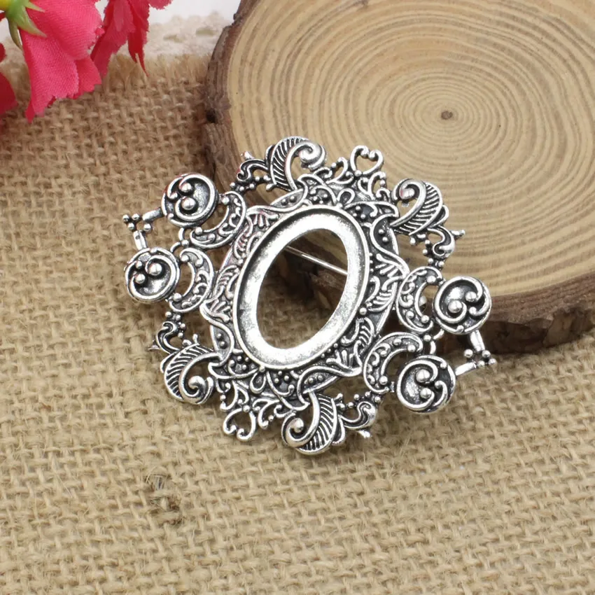 

Fit 18x25mm Vintage Oval Blank Setting Bezel Blank Base Cabochon Brooch with Base For DIY Brooch 3pcs/lot K05280