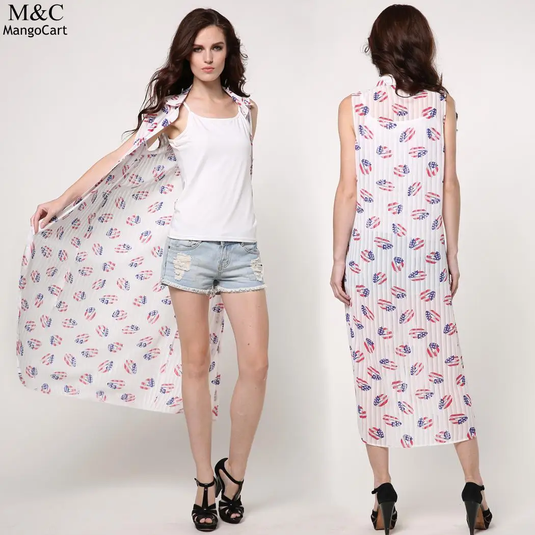 Summer Kimono Women Blouse 2018 Casual Sleeveless Turn