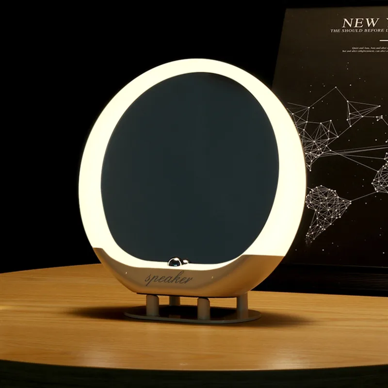 

LED Makeup mirror Speaker Sansnail 5.0 Bluetooth Speaker Table lamp home remote control wireless audio With FM Radio Support TF