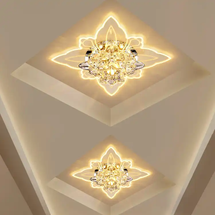 Colorful Butterfly Modern Hallway Crystal Led Ceiling Light Corridor Mirror Ceiling Lamp Aisle Veranda Lighting