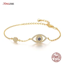 TONGZHE Top Quality 925 Sterling Silver Bracelets for Women Rose Gold font b Blue b font
