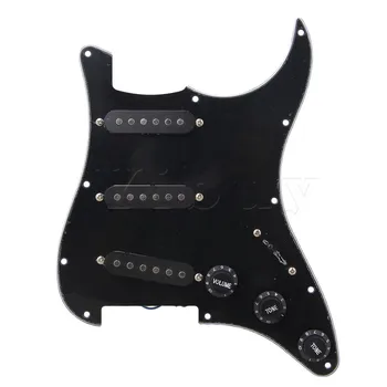 

Yibuy Black Loaded Pickguard 3 Single Coil for Electric Guitar