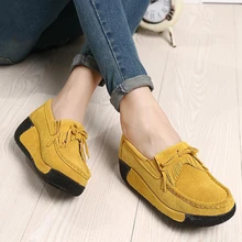 2016 spring women genuine leather suede ankle boots creeper shoes women platform wedge women casual shoes zapatos mujer 1319
