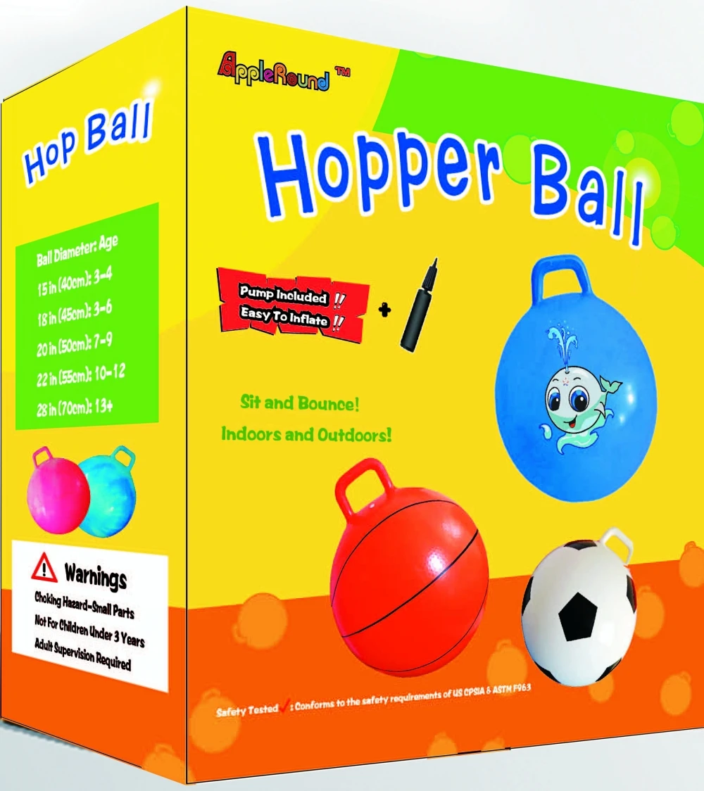 Hippity Hop 18" Diameter W/ Free Foot Pump For Children Ages 3-6 Space Hopper 