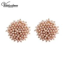 Vodeshanliwen, модные серьги-гвоздики с искусственным жемчугом для женщин, брендовые ювелирные изделия, серьги в богемном стиле, аксессуары