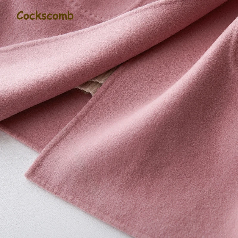 2018 Vers Manteaux Survêtement Femelle Tournent Bas Cachemire De 100 Laine Hiver Crête Coq Le Pure Manteau Double Femmes Rose Face qETw6UB