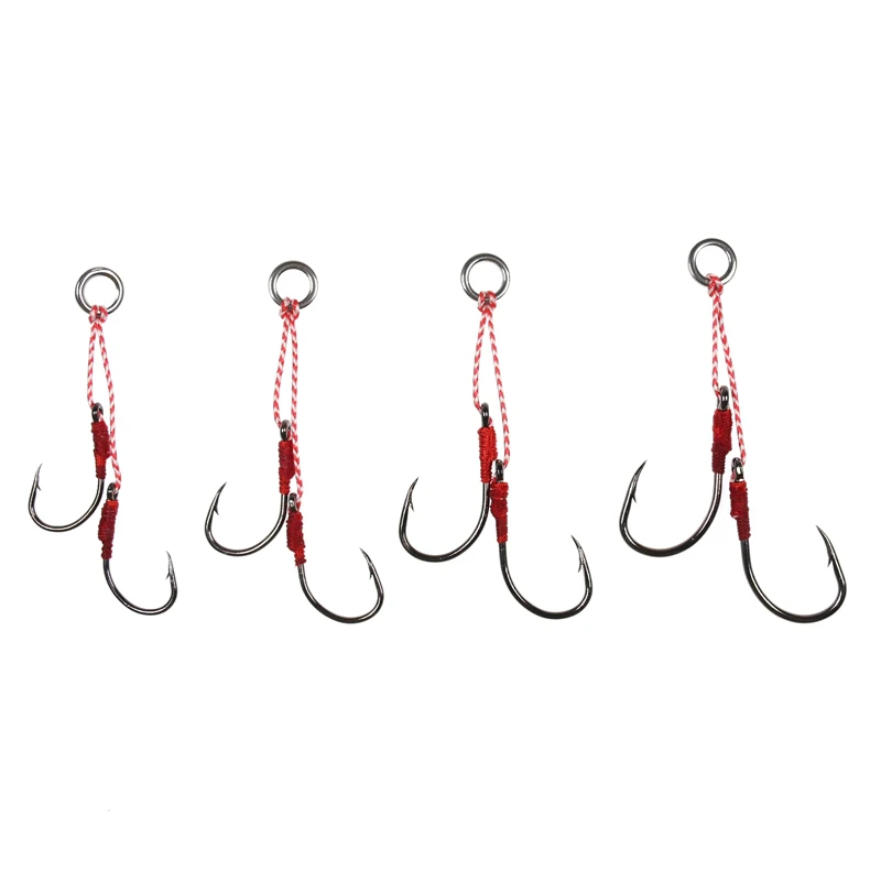 10Paris Size 1/0 2/0 3/0 4/0 Split / Weld Ring Assist hook jig hooks sea fishing hook Jigging Hook