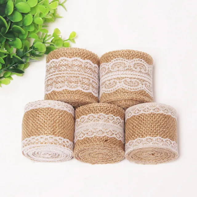 1pcs Lot 10m Sewing Fabric Lace Linen Burlap Ribbon Trims Rustic Wedding Dress Decor DIY 1pcs Lot 10m Sewing Fabric Lace Linen Burlap Ribbon Trims Rustic Wedding Dress Decor DIY