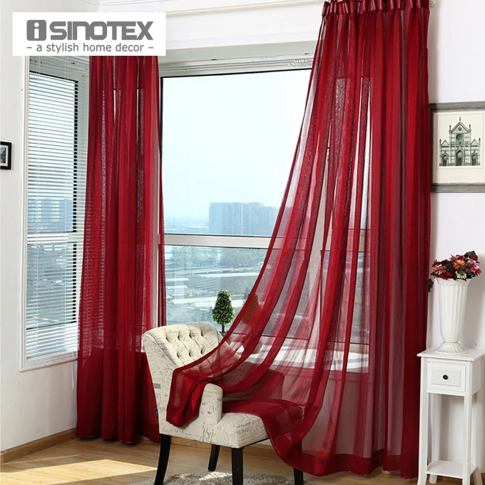 

1PCS/Lot iSINOTEX Window Curtain Sheer Screening Solid Transparent Living Room Fabric Tulle Voile Khaki/Pink/Purple/Red