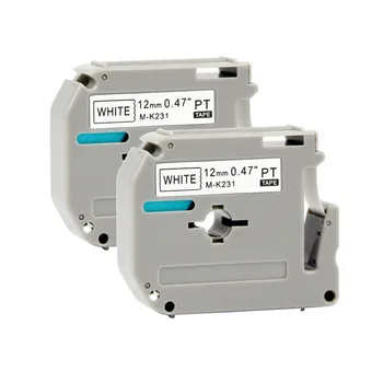 

2PCS Label Tape Catridge for Brother M-K231 MK-231 Black on White 12mm*8M Printer Ribbon Compatible for Brother P-Touch Printers