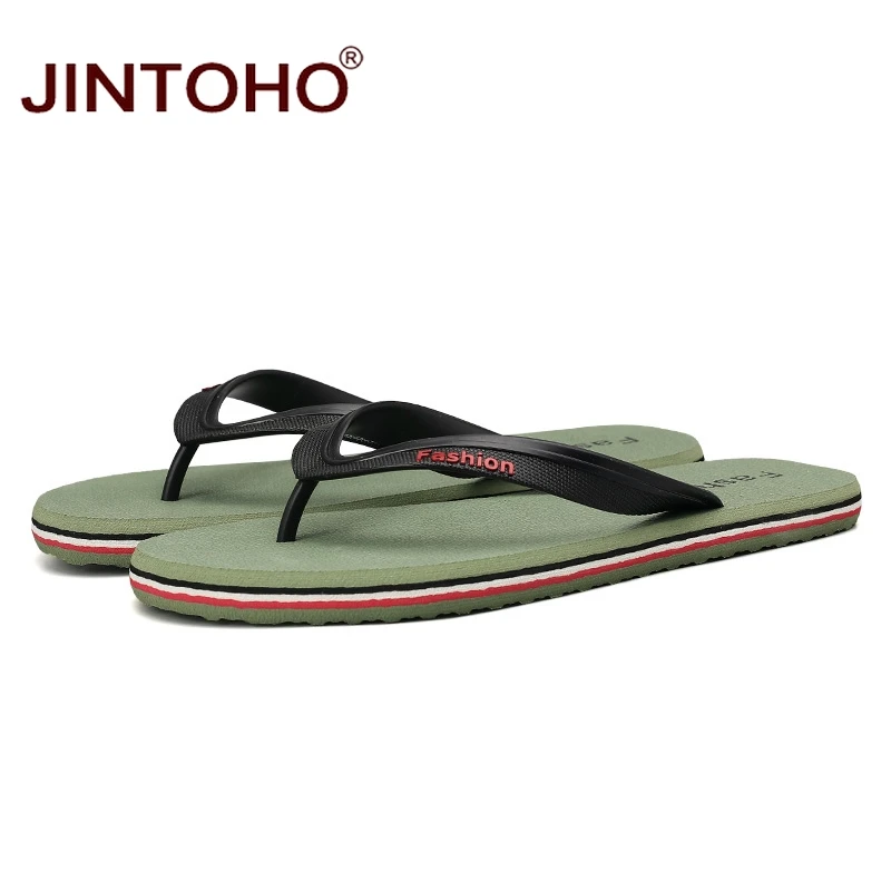 Лето jintoho Вьетнамки модные пляжные шлепанцы Брендовые мужские тапочки