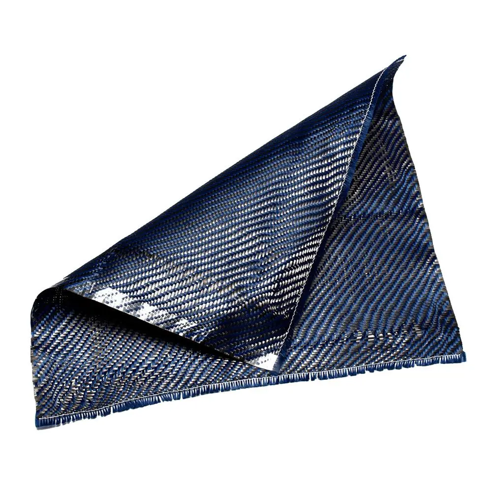 Синий кевлар& Труба из углеродистого волокна 3K из углеродного волокна смесовой ткани 1" /30 см шириной 2x2 саржевого углеродного kevlars арамидная волокнистая ткань 200gsm 1100D
