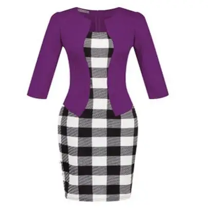 YGYEEG офисное платье карандаш женское летнее облегающее сексуальное с принтом размера плюс цветочные искусственные из двух частей с поясом Повседневное платье - Цвет: Box Purple