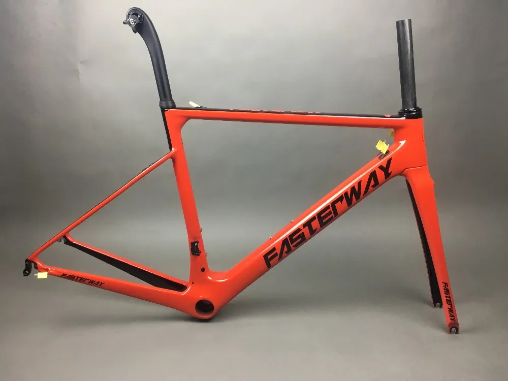 Sale white red with black  FASTERWAY classic carbon road frameset UD weave carbon bike frame:Frameset+Seatpost+Fork+Clamp+Headset 135