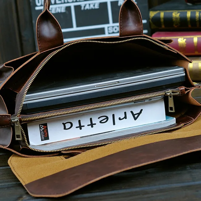 2019 Горячая деловая Портфель Мужская сумка Crazy horse кожа кросс-секционная сумка мужская сумка посылка плечо Компьютерная сумка