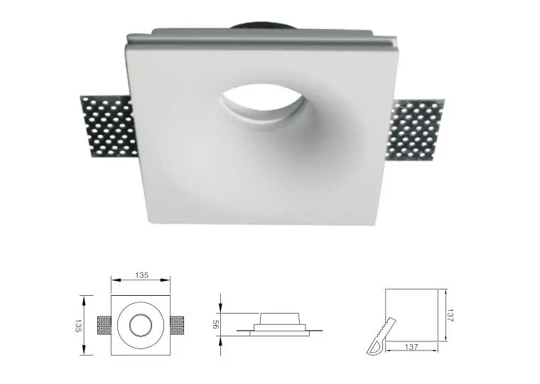 

Elegant special LED gypsum spotlight,white trimless down light, Recessed plaster lamp with 5W MR16 LED bulb,gesso led lighting