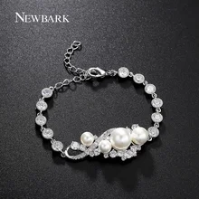 NEWBARK Brand Bracelets For Women Charming Simulated Pearl With Top Cubic Zircon Paved Bracelet Femme