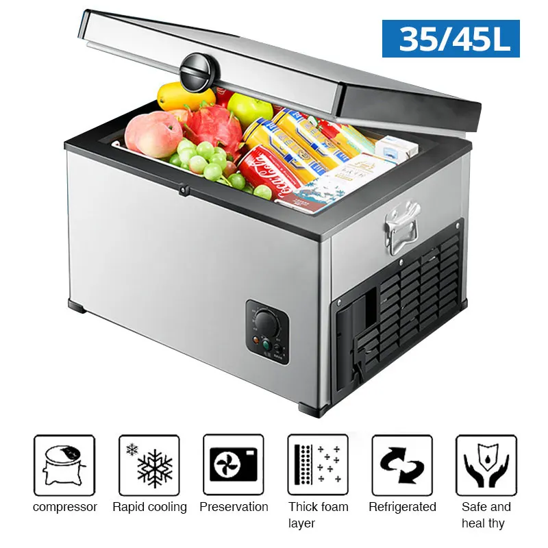 #Special Offers 35L/45L 220V Refrigerator Auto-Refrigerator Mini Fridge Car Refrigerator Portable Cooler Nevera Camping Vehicle Home Car Fridge