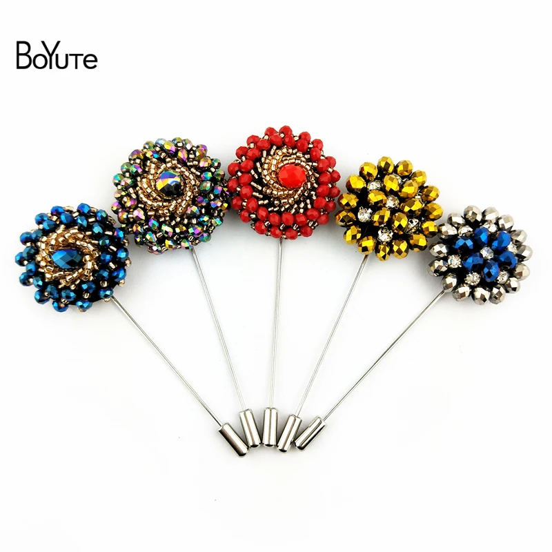 BoYuTe (5 Pieces/Lot) Hand Sewing Beads Lapel Pin Fashion Design Men's