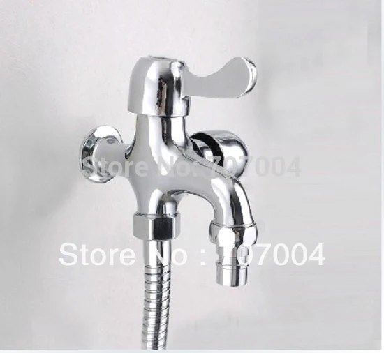 Chrome Bathroom Laundry Washing Machine Faucet Tap Dual Handles Dual