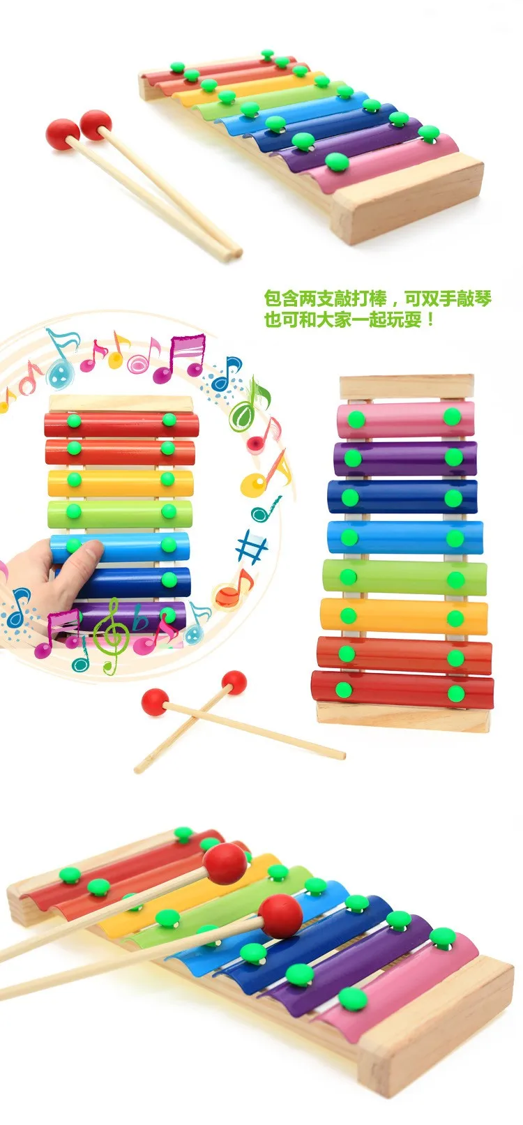 Retail Child Kid Baby 8-Note Wooden Musical Toys Instruments toys Percussion instruments toys WJ328