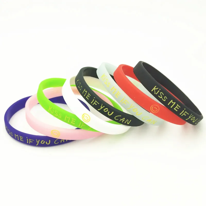 Силиконовый браслет с надписью KISS ME IF YOU CAN Couple модель SH309 1 шт.|Браслеты