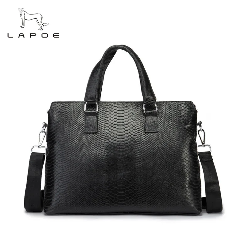 

LAPOE Men's Handbag Business Casual Male Bag Genuine Leather Single Shoulder Skew Across Computer Briefcase Men's Crossbody Bags