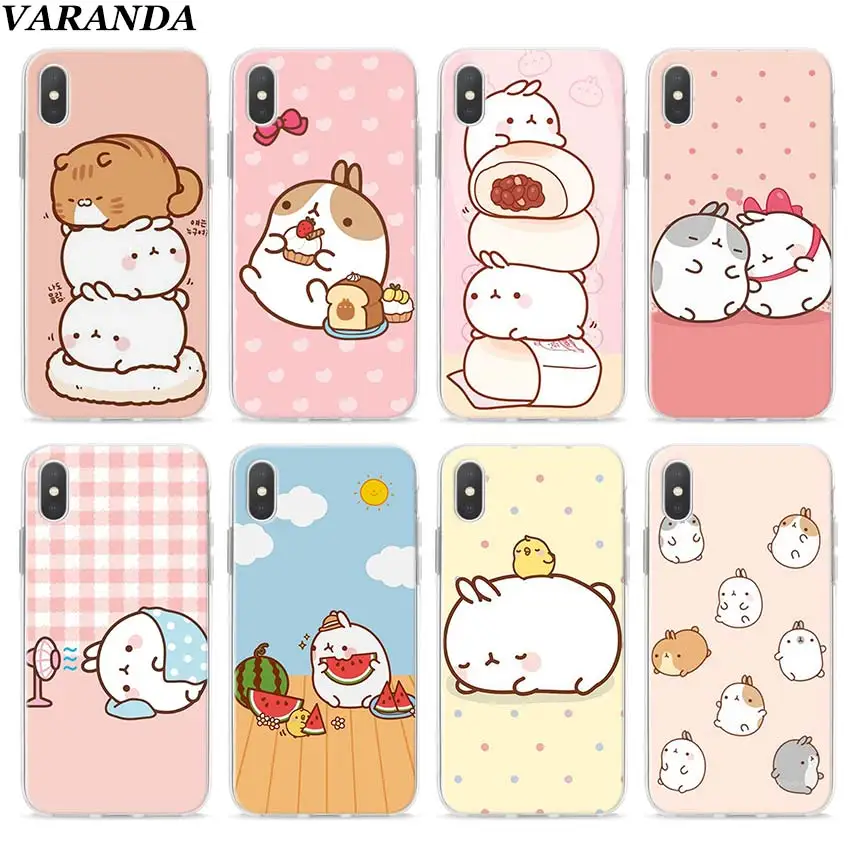 

Molang rabbits Cutest Kawaii Box Clear Case for Apple iPhone 7 8 Plus 6 6s Plus 5 5s X XR XS MAX TPU Soft cases Coque